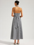 Gingham Halter Cotton Maxi Dress