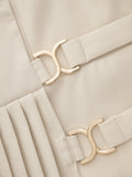 Sleeveless Lapel Pleated Mini Dress