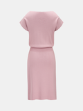3D Floral Applique Short Sleeve Knit Dress