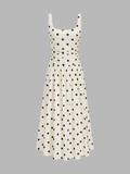 Polka Dot Ruched Cami Maxi Dress