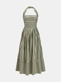 Striped Halter Neck Maxi Dress