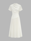 2 In 1 Short Sleeve Pleated Maxi Dress