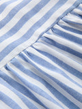 One Shoulder Striped Cotton Blend Maxi Dress