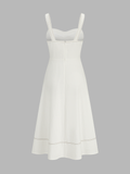 Contrast Stitch Button Front Midi Cami Dress