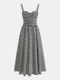 Gingham Cotton Blend Belted Cami Maxi Dress