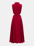 Cotton Linen Sleeveless Cutout Maxi Dress