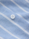 Striped Cotton Linen Short Sleeve Shirt Dress