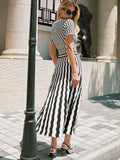 Short Sleeve Zigzag Knit Maxi Dress