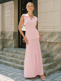 Polo Collar Sleeveless Ribbed Knit Maxi Dress