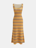 Cutout Back Zigzag Knit Maxi Dress
