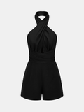Tie-Back Cross Halter Neck Romper