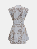 Belted Striped Floral Embroidered Shirt Dress