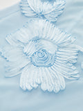 Semi-Sheer Floral Applique Strapless Dress