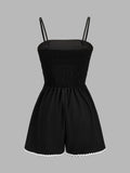 Contrast Wavy Trim Cami Romper