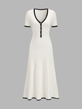 Contrast Trim Short Sleeve Knit Maxi Dress
