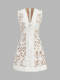Sleeveless V Neck Lace Mini Dress