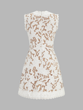 Sleeveless V Neck Lace Mini Dress
