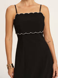 Scalloped Trim Midi Slip Dress