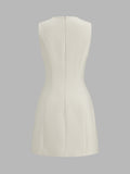 Metal Link Keyhole Neck Sleeveless Mini Dress