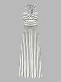 Striped Halter Knit Midi Dress