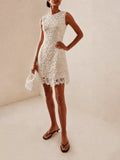 Guipure Lace Sleeveless A-Line Dress