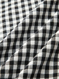 Gingham Deep V Halter Cotton Midi Dress