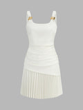 Ruched Pleated Mini Dress