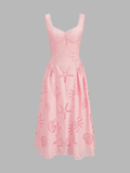 Ocean Cutwork Flared Midi Dress