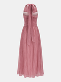 Crinkled Textured Halter Maxi Dress