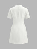 Stand Collar Button Slim Mini Dress