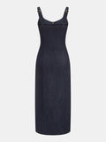 Button Front Denim Midi Dress