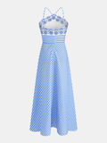 Embroidery Striped Cami Midi Dress