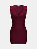 Deep V Sleeveless Bodycon Mini Dress