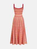 Colorful Stripe Knit Slip Midi Dress