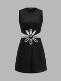 Floral Cutout Sleeveless A-Line Mini Dress
