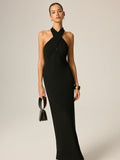 Cross Halter Bodycon Maxi Dress