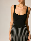 Slim Fit Striped Knit Maxi Dress