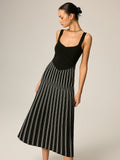 Slim Fit Striped Knit Maxi Dress