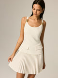 Metal Detail Pleated Mini Dress