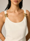 Metal Detail Pleated Mini Dress
