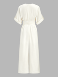 Tencel Blend Ruched Waist Wide Leg Jumpsuit