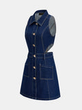 Cutout Waist Sleeveless Denim Mini Dress