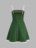 Rickrack Trim Cotton Linen Cami Mini Dress
