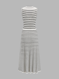 Striped Button-Front Knit Midi Dress