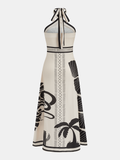 Tropical Print Halter Neck Maxi Dress