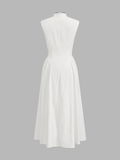 Linen Blend Sleeveless Keyhole Maxi Dress