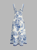 Tropical Print Cutout Sleeveless Maxi Dress