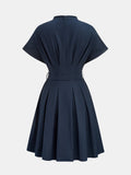 Belted Cotton Linen Pleated Mini Dress