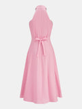 Crisscross Halter Cotton Linen Maxi Dress