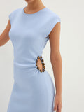 Side Bead Cutout Sleeveless Knit Midi Dress